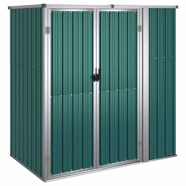 Berkfield Home Garden Tool Shed in Green Galvanised Steel, W/D/H: 161 x 89 x 161 cm