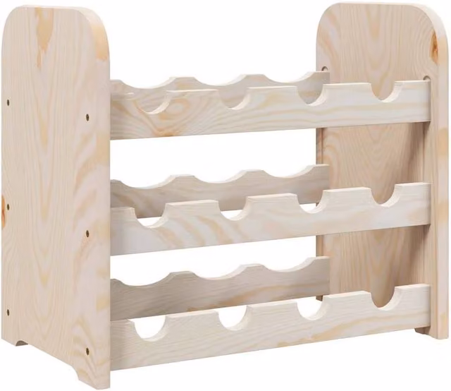 Berkfield Home Rustic Solid Pine Wine Rack in Light Sand, W/D/H: 43 x 25 x 37 cm