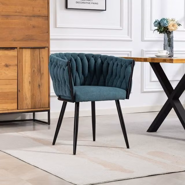 Artemis Home Modern Fabric Dining Chairs, Set of 2, Petrol Blue