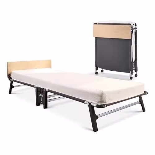 JAY-BE QM80 Quick Folding Rollaway Bed with Foam Memory Mattress, Single, Black and White, W/D/H: 80 x 190 x 32 cm