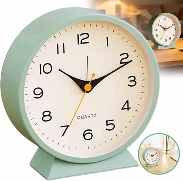 NESTLUNE Retro Silent Analog Alarm Clock in Green