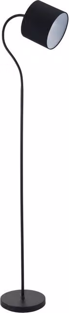 Happy Homewares Classic Matte Black Floor Lamp with Adjustable Fabric Shade