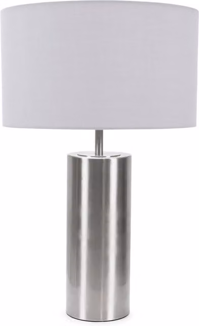 ValueLights Lexy Dimmable Touch Table Lamp with Grey Fabric Drum Shade and LED Bulb in Chrome