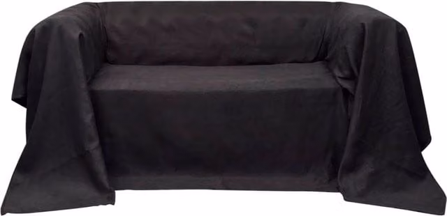 Berkfield Home Microfibre Couch Slipcover in Anthracite Black, W: 270 cm x D: 350 cm