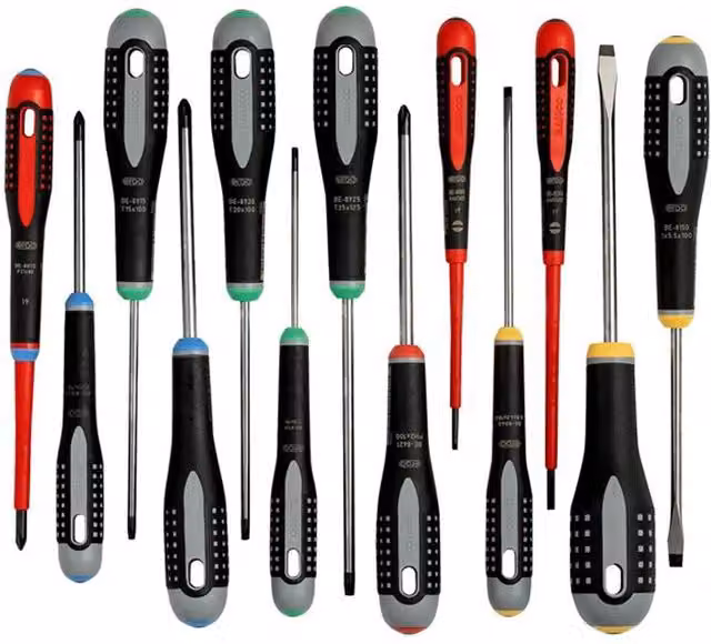Bahco BE-9875 ERGO 13 Piece Screwdriver Set in Black and Multicolour