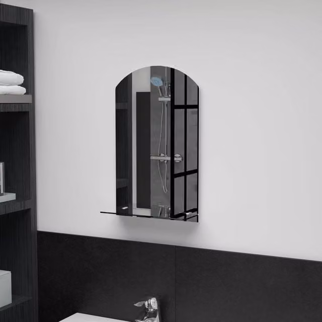 Berkfield Home Minimalist Wall Mirror with Shelf in Silver, W: 50 cm, H: 30 cm