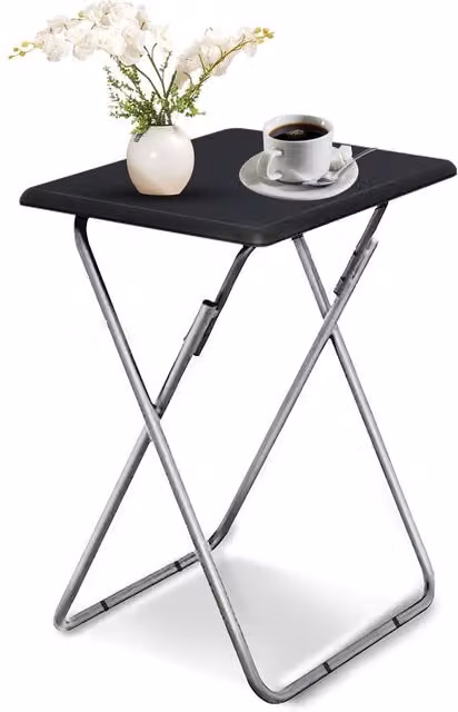Huhote Small Folding Side Table in Black