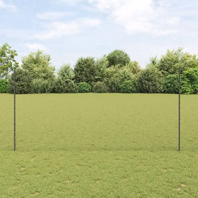 Berkfield Home Grey Steel U-Channel Mesh Fence Posts, 22 Pieces, Height: 160 cm