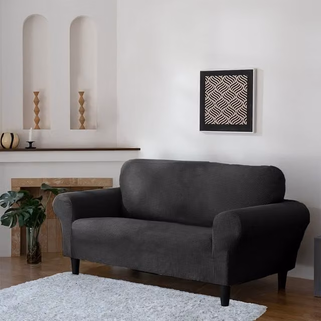 Delby Black 3 Seater Stretch Elastic Sofa Cover