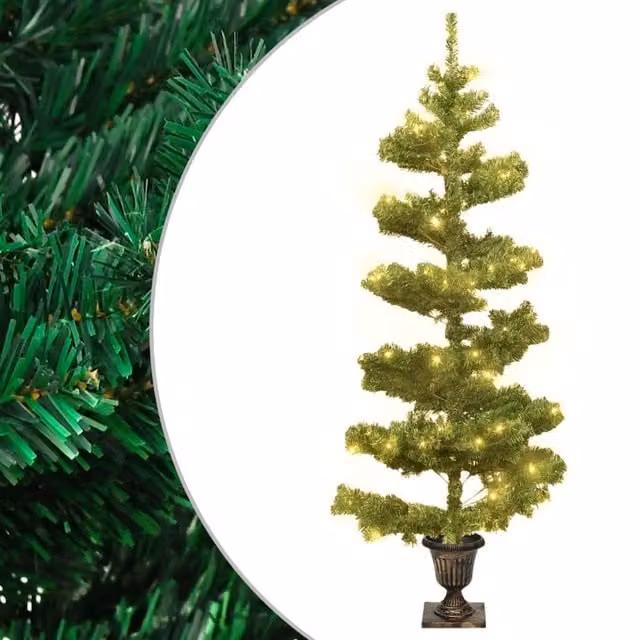 Berkfield Home Swirl Pre-lit Tabletop Christmas Tree in Green, Height: 120 cm