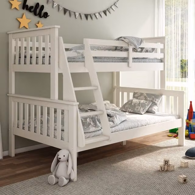Bedmaster Carra White Triple Sleeper Bunk Bed with Pocket Mattress