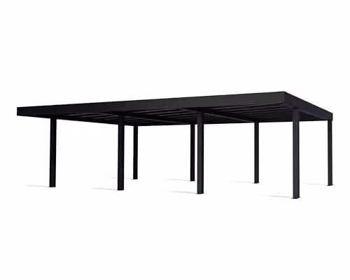 Palram Oslo Modern Freestanding Carport with Black Metal Structure and Grey Polycarbonate Panels
