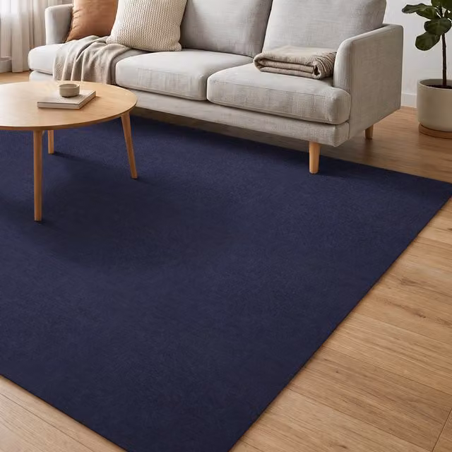 Darphe Blue Plain Polyester Self Adhesive Carpet Tiles, Pack of 10