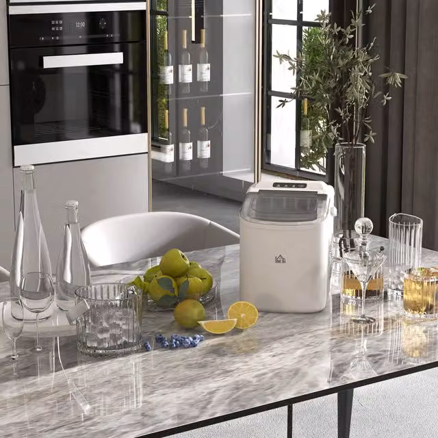 HOMCOM Portable Ice Cube Maker Machine, White, 12kg per 24 hours