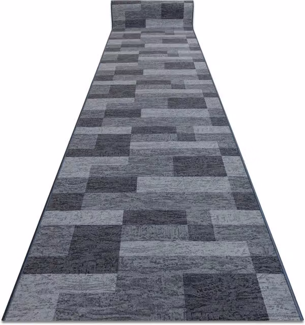 RugsX Icona Patchwork Runner in Grey, Non-Slip and Underfloor Heating Suitable, W: 120 cm x L: 130 cm