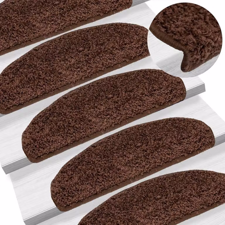 Berkfield Home Self-Adhesive Stair Mats, 10 Pack, Brown, W/D/H: 65 x 21 x 4 cm