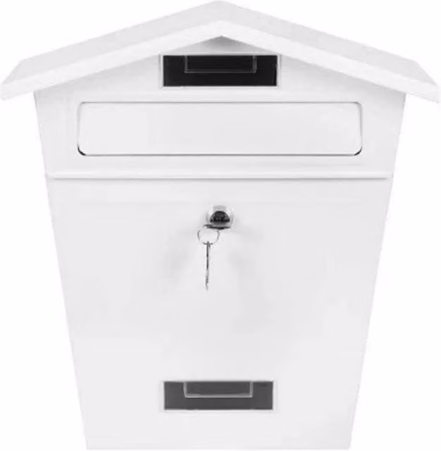 SPETLEK Large Steel Wall Mounted Post Box in White