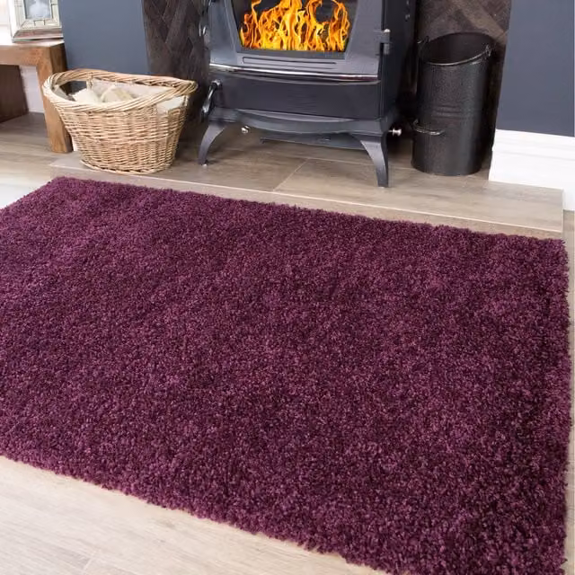 The Rug House Soft Value Shaggy Area Rug in Purple, W: 270 cm, D: 180 cm