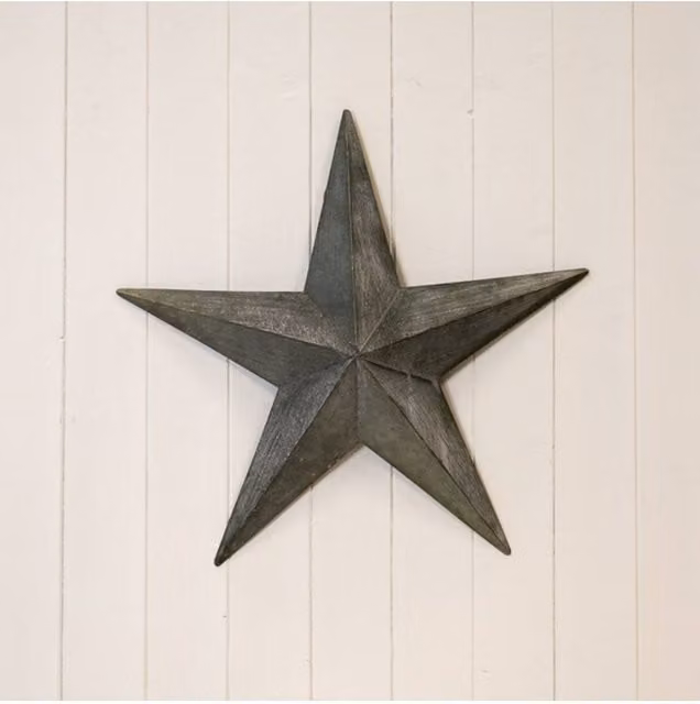 KDMD Rustic Metal Star Pendant Decorations in Dark Grey, 5.2 cm