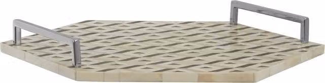 Orsina Harlo Geometric Hexagon Tabletop Tray in Black and White