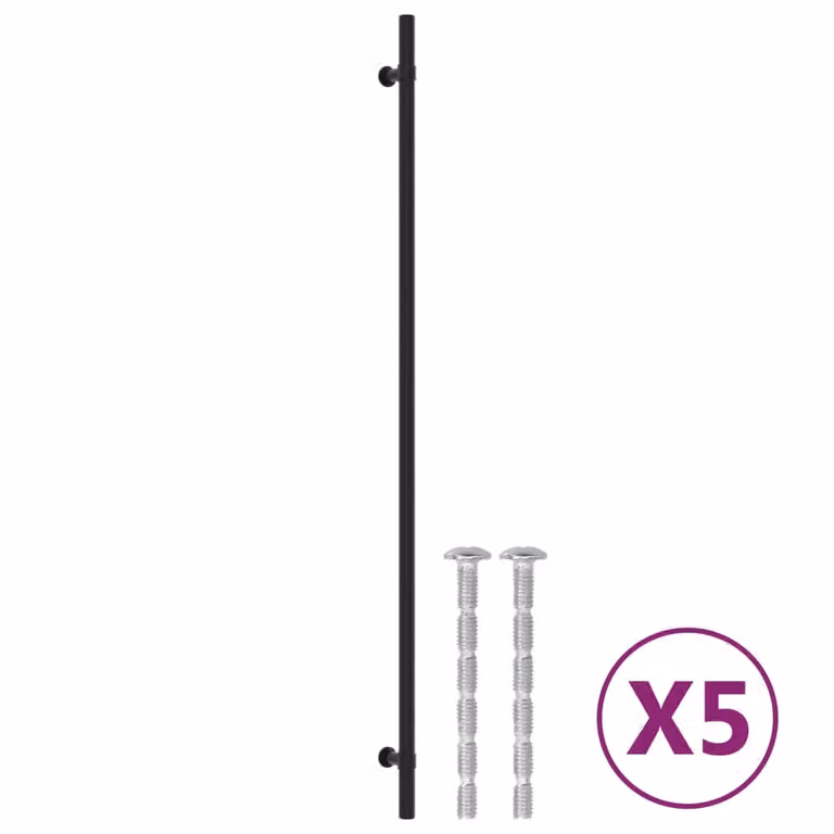 Berkfield Home Matt Black Stainless Steel Bar Cabinet Handles, 5 Pack, Length: 48 cm