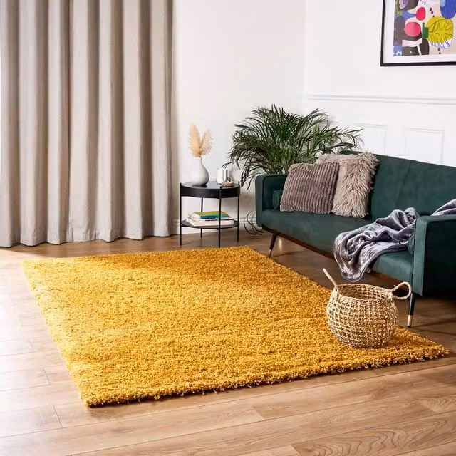 Bravich California Shaggy Rug in Yellow, W: 290 cm, D: 200 cm