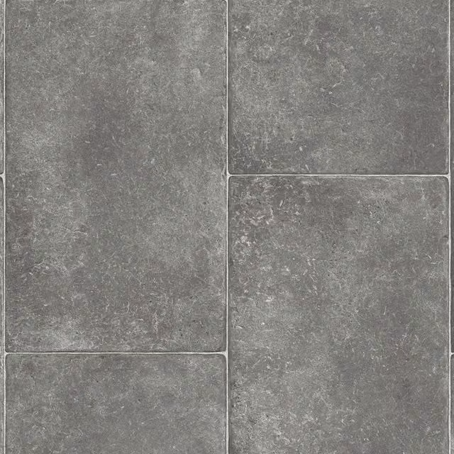 Vinyl Flooring UK Grey and Black Geometric Tile Effect Felt Backed Vinyl Flooring Sheet, Thickness: 2.0 mm, W/D/H: 200 x 500 cm