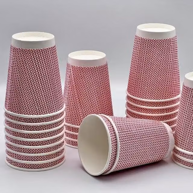 ECONX 8oz Disposable 3-Ply VIP Paper Coffee Cups, Pink, Pack of 500