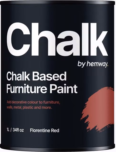 Hemway Chalk Based Furniture Paint in Matt Florentine Red, 1L
