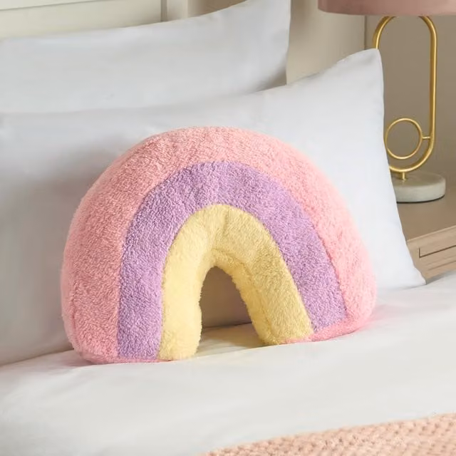 OHS Rainbow Shaped Scatter Cushion in Pink, Purple and Yellow