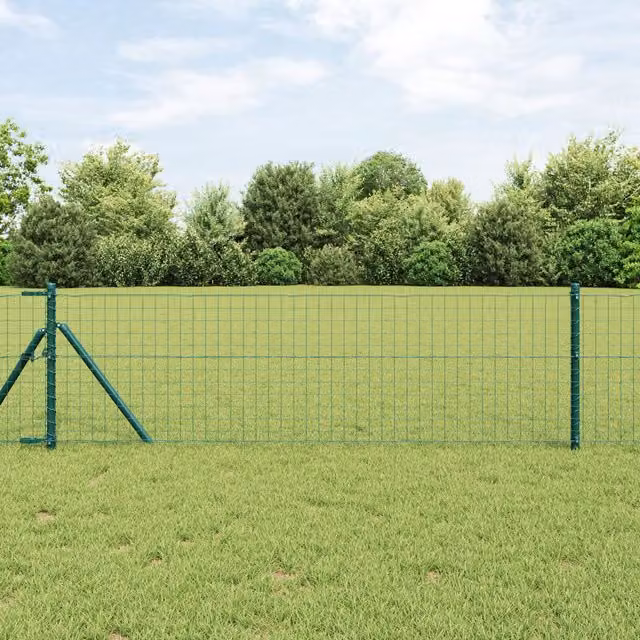Berkfield Home 26 Piece Green Galvanised Steel Round Fence Posts, Diameter: 3.2 cm, Height: 100 cm