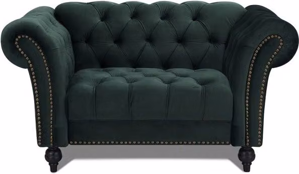 TGC Monroe Green Velvet Fabric 1.5 Seater Chesterfield Sofa