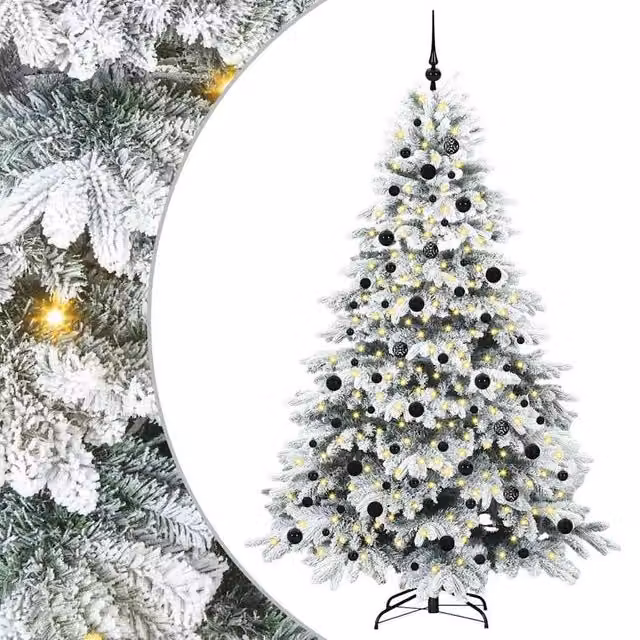 Berkfield Home Artificial Green Christmas Tree with 300 Warm White LEDs, Height: 210 cm