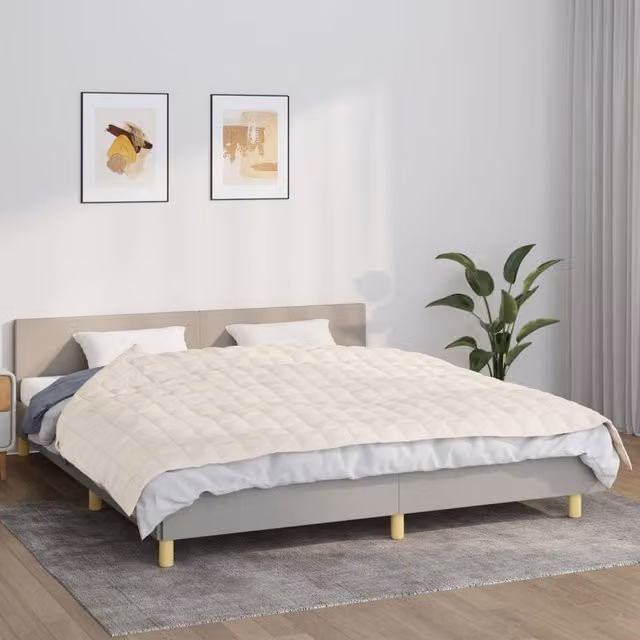 Berkfield Home Weighted Blanket in Beige, W/D/H: 155 x 220 cm, 11 kg