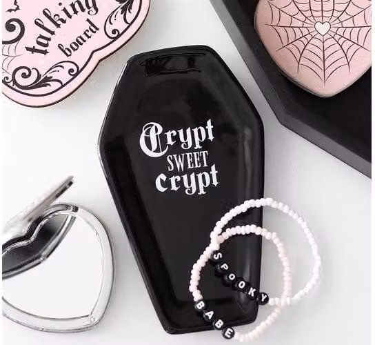KDMD Crypt Sweet Crypt Coffin Ceramic Trinket Tray in Black