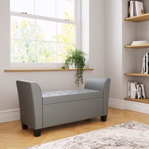 GFW Verona Upholstered Window Seat in Grey Synthetic Leather