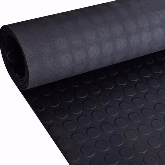 Ark Mat Black Rubber Flooring Matting with Coin Pattern W: 120 cm, L: 1000 cm, H: 0.3 cm