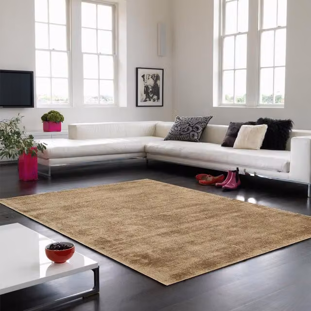 The Rug Shop UK Handmade Modern Plain Gold Viscose Area Rug, W: 240 cm, D: 340 cm