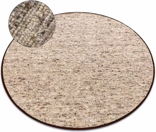 RugsX Nepal Round Woven Wool Rug in Beige, Diameter: 100 cm