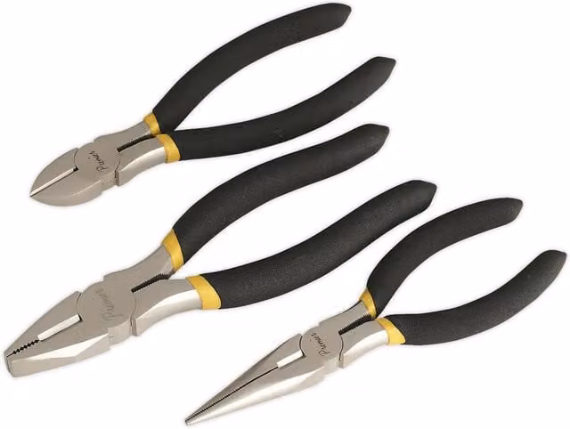 Loops 3 Piece Chrome Vanadium Steel Pliers Set in Black