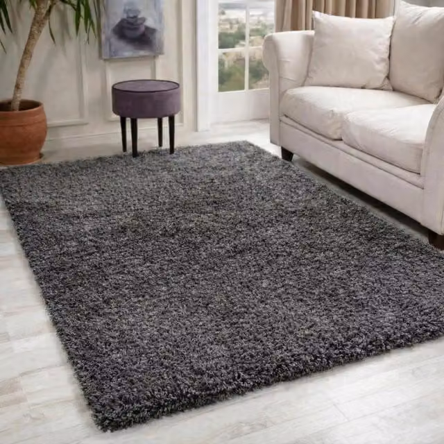 Desire Rugs Plain Fluffy Shaggy Area Rug in Dark Grey, W: 200 cm, L: 290 cm