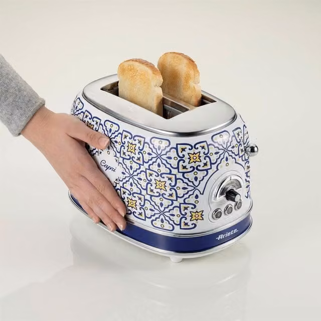 Ariete Capri 2 Slice Toaster in Multicolour with Stainless Steel and Cable Storage