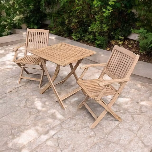 Royalcraft London 3 Piece Folding Bistro Set in Brown Treated Hardwood