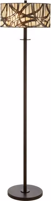 Fifty Five South Orsina Vintage Branch Floor Lamp with Brown Multicolour Glass Shade and Metal Frame, H 147 cm x W 36 cm x D 36 cm