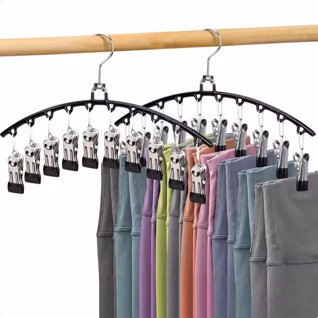 PAWNORA 6-Piece Space Saving Closet Storage Hanger with 10 Clips in Black
