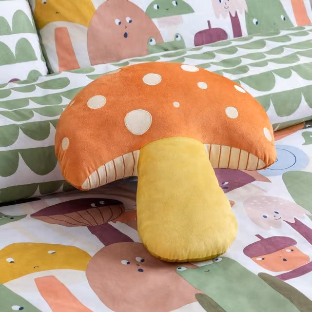 Little Furn Orange Dotted Mushroom Novelty Velvet Filled Cushion