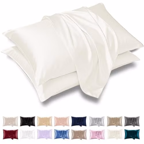 Grace Satin Silk Pillowcase 4 Pack in White with Envelope Closure