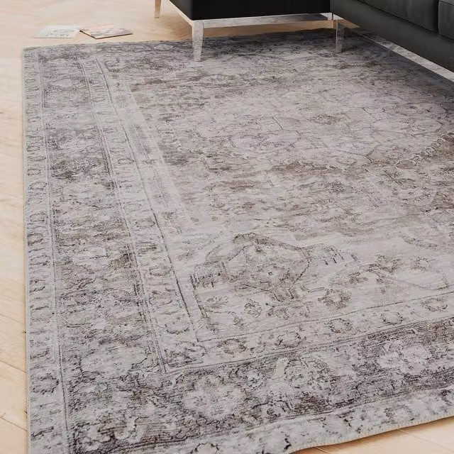 Kukoon Grey Distressed Soft Pile Area Rug for Living Room or Bedroom, W: 120 cm, L: 170 cm