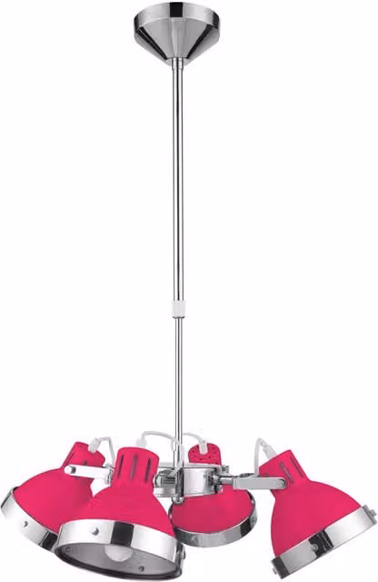 Orsina 4 Shade Adjustable Pendant Light in Pink and Chrome