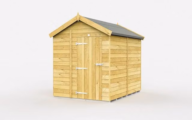 Buttercup Farm Apex Wooden Shed in Brown with Single Door and No Windows, W: 214 cm, D: 243 cm, H: 217 cm